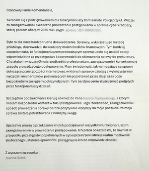 Podziękowania dla śródmiejskich policjantów